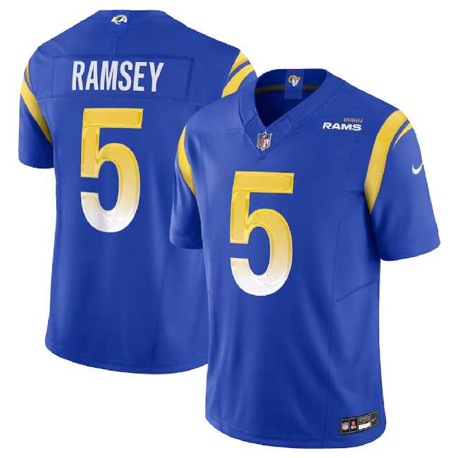 Men & Women & Youth Los Angeles Rams #5 Jalen Ramsey Blue 2023 F.U.S.E. Vapor Untouchable Limited Stitched Jersey